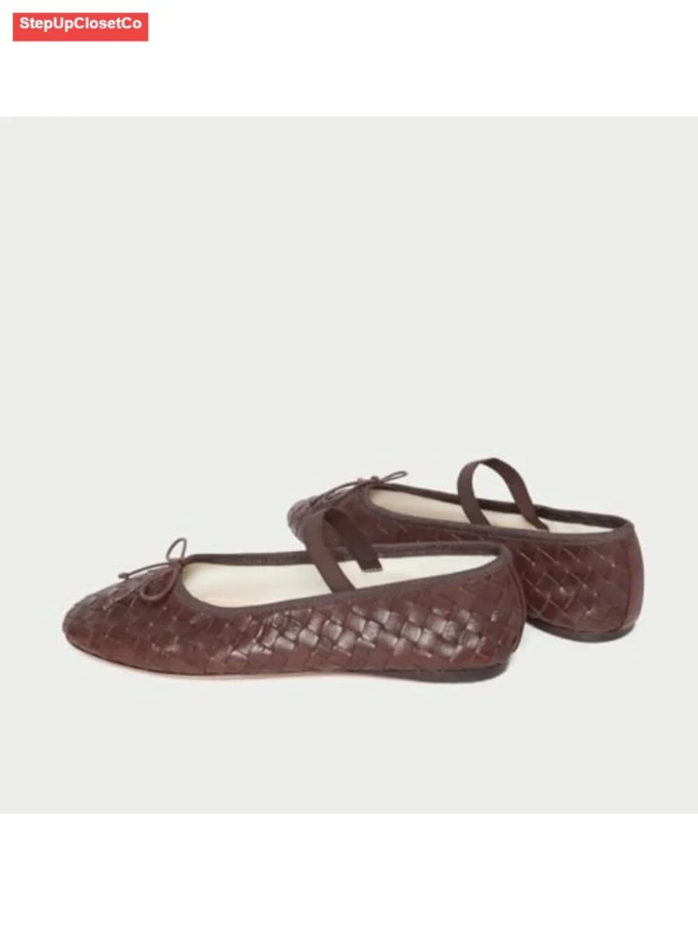 Womens Woven Ballet Flats with Bow Round Toe Slip On Mary Jane Elastic Strap
